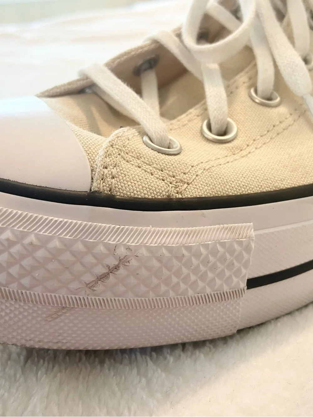 Converse High Top Platform Sneakers Cream